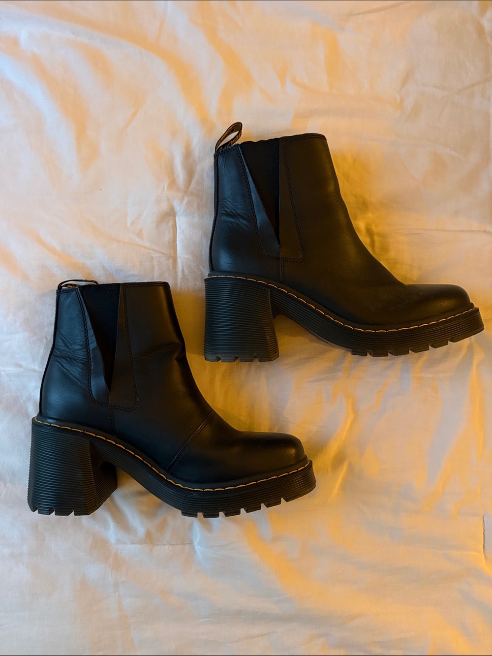 Dr. Martens Spence Black Chunky Heel Ankle Boots - Picture 3 of 5